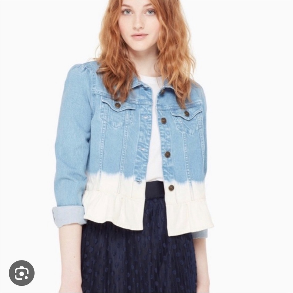 Kate Spade Ruffle Cream Dyed Jean Jacket